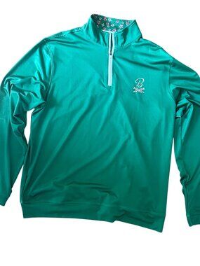 Barstool Golf Pin Flag Performance Quarter Zip Green Pullover Mens Size Small